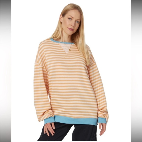 NWOT Free People We The Free Women’s Classic Striped Crew Latte Combo Sz L - Picture 5 of 8